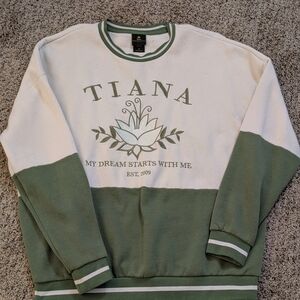 Disney Tiana Green and White Crewneck Sweater